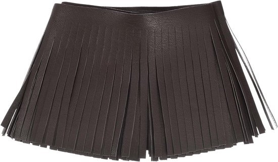 1 Iarda 10,2 cm franjes van kunstleer, dubbelzijdig, genaaid, franjes voor doe-het-zelf naaien, kleding, handwerk, decoratie, rok, koffie