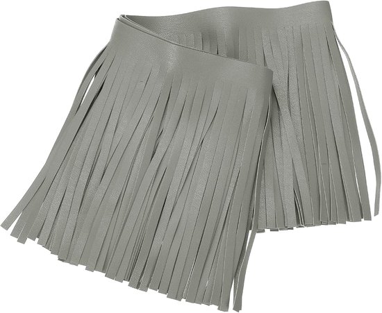 1 meter PU-lederen franjes, breedte 15 cm, dubbelzijdige franjes om te naaien, doe-het-zelf, voor handwerk, kleding, tassen, decoratie, grijs