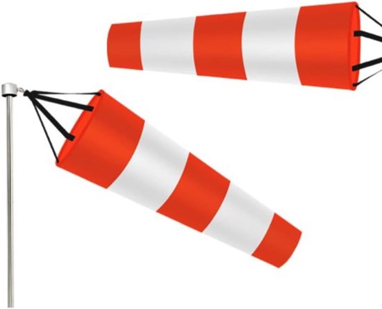 1 Stuk Rode en Witte Windsock van Rip-Stop Polyester voor Windmeting, Geschikt voor Luchthavens, Boerderijen en Buitenactiviteiten