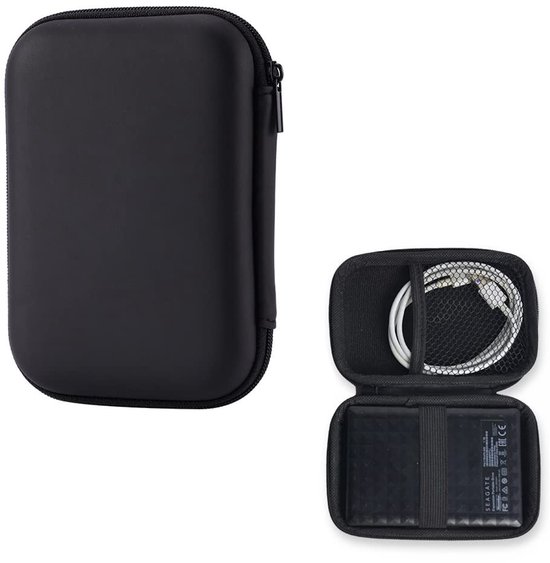 1 x External Hard Drive Case, 2.5 Inch External Hard Drive 2.5 Inch Hard Drive Case for SDD-HDD Enclosure, Portable External Storage Drive, Shockproof, Hard Case, Black van Merkloos