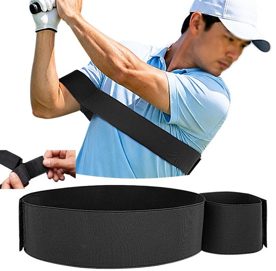1 x Schuivend golftrainingshulpmiddel & swingcorrector – Elastische polscorrectieband voor training binnen en buiten; verstelbare golftrainingsband met armsteun/controlebeugel (ook geschikt voor honkbal/softbal)