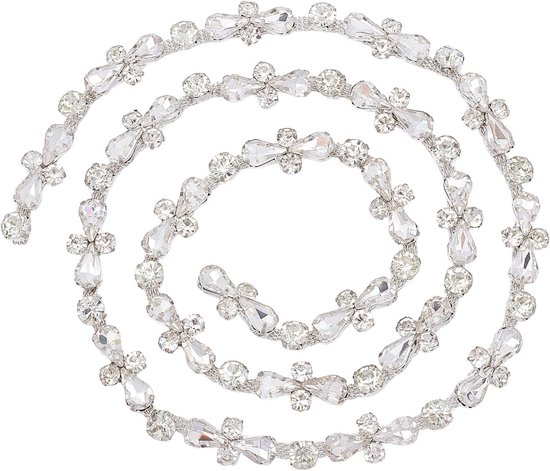 1 Yard Crystal Applique Strips, 0,6 Inch Strass Close Chain Trim Strip Crystal Fringe, Bling Versiering voor Sieraden Ketting Tassen Boeket Kleding DIY