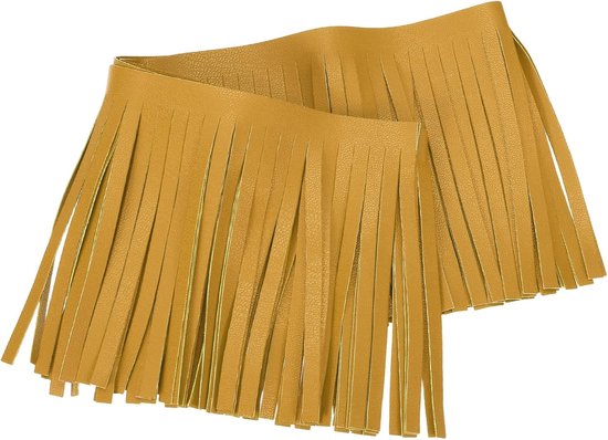 1 yard PU-lederen franjes, 10 cm breed, dubbelzijdige leren band, voor naaien, knutselen, kleding, tassen, decoratie, geel