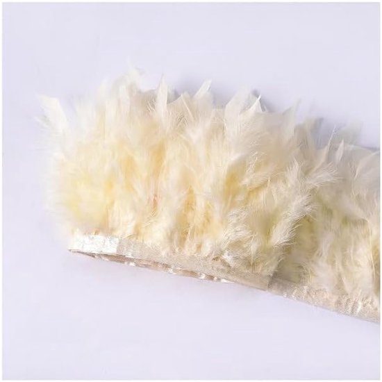 10 - 15 cm natuurlijke kalkoenveer band kalkoenveer rand fringen trim veerboord pluche veerbekleding voor doe-het-zelf knutselen naaien party bruiloft jurk kostuums decoratie beige 1 m