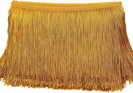 10 cm x 2 m franjenrand, decoratieve band, dansfranjes, snijfranjes, zijden kwastjes, franjeband, om te naaien, doe-het-zelf knutselen, kleding, lingerie, kostuums, gordijnen, decoratie, GoudB