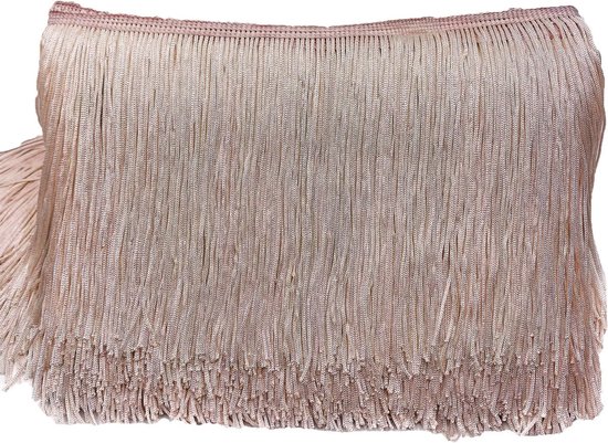 10 cm x 5 m franjerand, franjesband, decoratieband, dansfranjes, zijden kwastjes, franjes, linten om te naaien, doe-het-zelf knutselen, kleding, lingerie, kostuums, gordijnen, decoratie, abrikoos