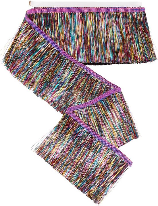 10 m metallic franjeboord, 10,5 cm breed, polyester, franjeband, kleurrijke kwastboord om te naaien, lametta, franjes, voor doe-het-zelvers, knutselen, kostuum, franjeband, voor