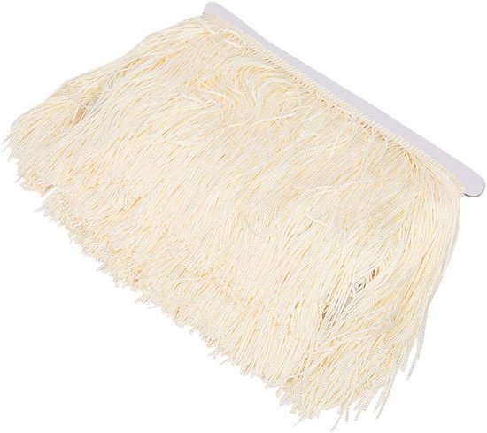 10 meter lange franje kwast, 14 cm lange franje polyester kant lint voor naaien podium polyester kwastje franje kant voor doe-het-zelf latin jurk podium kleding stof (beige)