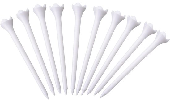 10-pack - Golftees - Golfaccessoires - Verminderen wrijving, Vergroten afstand, Slijtvast, Draagbaar - Geschikt voor golfliefhebbers (Wit,83mm)