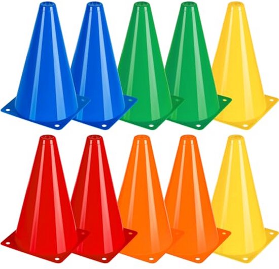 10 Stuks 18 cm Training Pylonen - Onbreekbare Geleidekegels voor Sport en Hondentraining