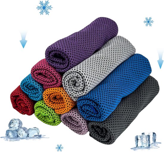 10 stuks - Koelhanddoek - Snel drogende handdoek - Sporthanddoek - Geschikt voor yoga, sportschool, kamperen, sporten en andere activiteiten - 30*100cm - (oranje/lichtgrijs/donkerblauw/rozerood/donkergrijs/felgroen/roze/lichtblauw/felrood/paars)