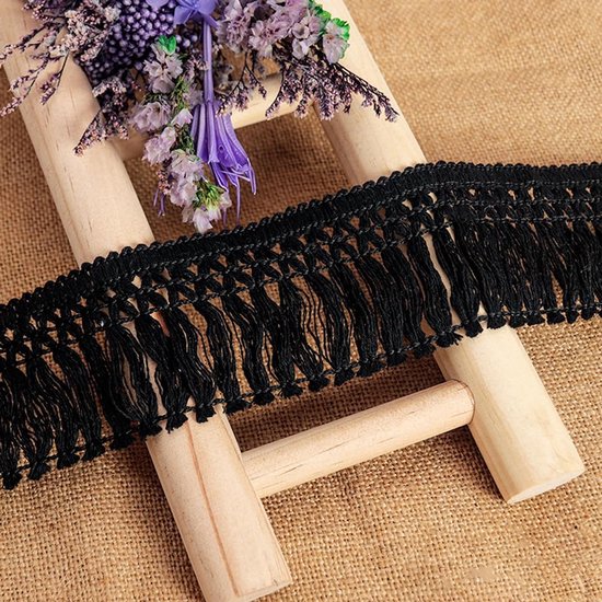 10 yards 8 cm breed zwart katoen kwastje kant lint franjes trimmen