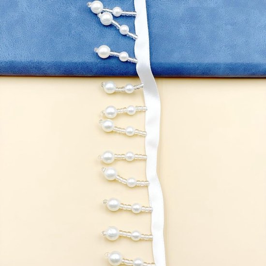 10 yards Kralen Lace Trim Linten Franjes Kralen Vintage Kant Bezet Kwastje Kralen Kwastpunt voor DIY Naaien Knutselen Bruiloft Party Bruidsjurk Kleding Decoratie, Wit B