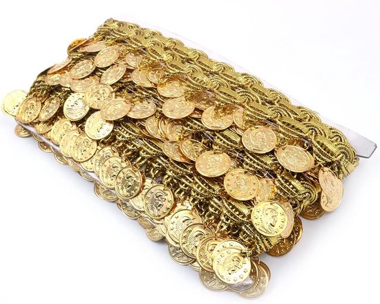 10 Yards Muntvorm Pailletten Kwastje Trim 1,57 Inch Breedte Franje Kant Dans Jurk Riem Ketting DIY Kleding Lint (Goud)
