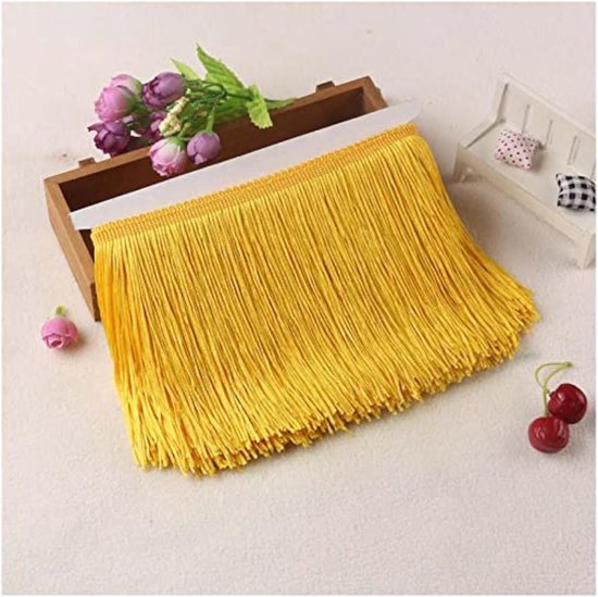 10 Yards of 10 Inch Franje Trim Kant Kwastje Wit Chainette Fringe Trim Lint voor Latin Dance Dress DIY Kleding Versiering Lamp Schaduw en Kussen Decoraties - Geel