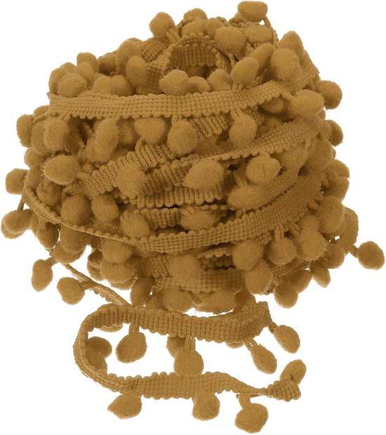 10 yards pompon bal fringe trim, lint naaien accessoire DIY ambachten voor woongordijnen kleding kussen decoratie (8 mm, kaki)
