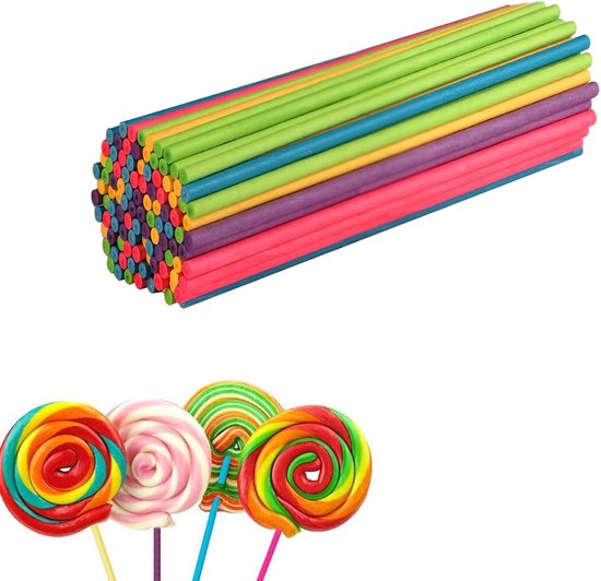 100 stuks cakepopstelen, 10 cm papieren lollysticks, cakepopsteel