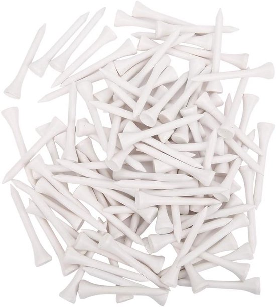100 Stuks Houten Golf Tees Wit - 54mm Trainings Tees voor Golf van Merkloos