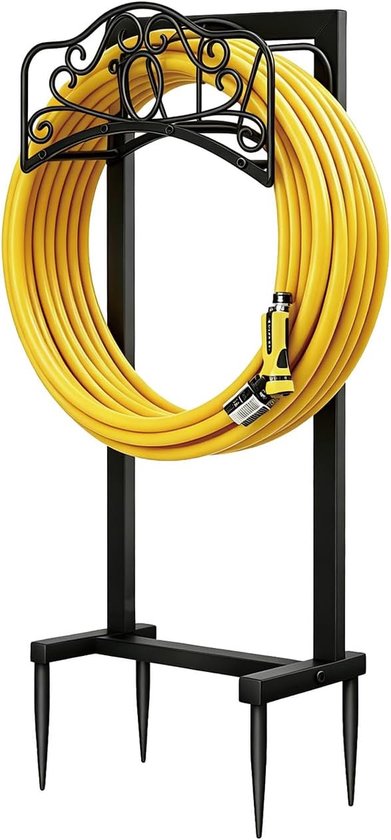 107,4 cm slanghouder, tuinslanghouder, afneembare metalen slanghouder, vrijstaand, met opbergmand, beweegbare tuinslanghouder, standaard voor tuin, gazon, buitenruimtes