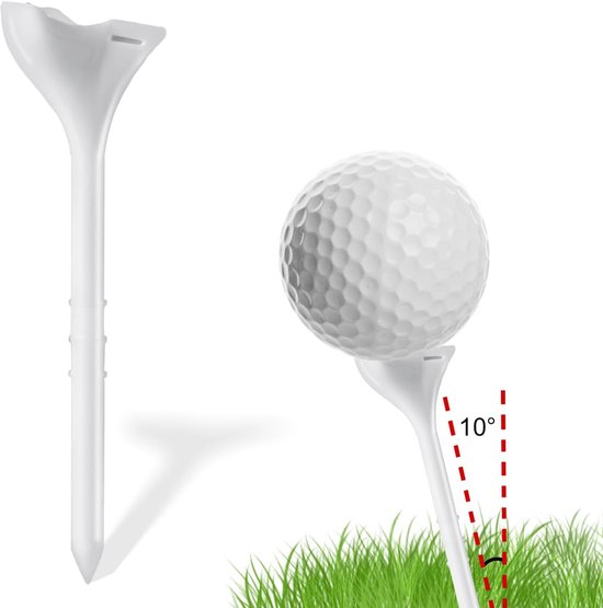 10pcs 10 Degree Golf Tees - Premium Plastic Golf Simulator Tees - Professionele Golf Training Accessoires - Golf Oefentool voor Mannen en Vrouwen (Wit)