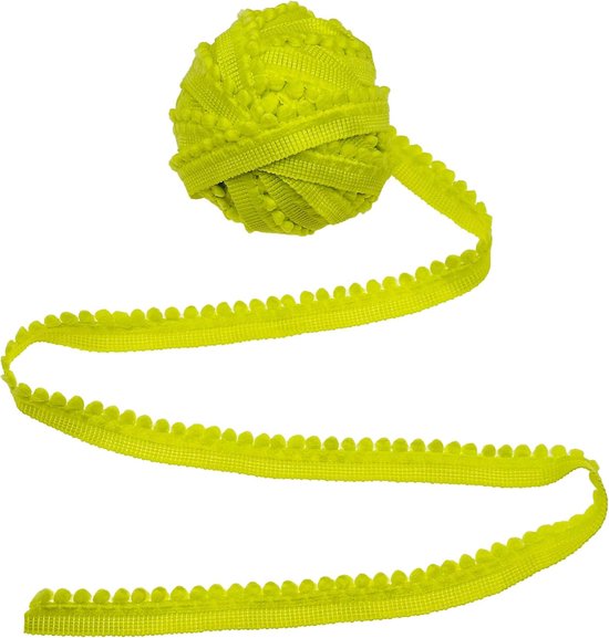 11 yard poms ballen franjes franjes franjes pompons van kant met pompon om te naaien, knutselen, party, decoratie, 15 mm, lichtgeel