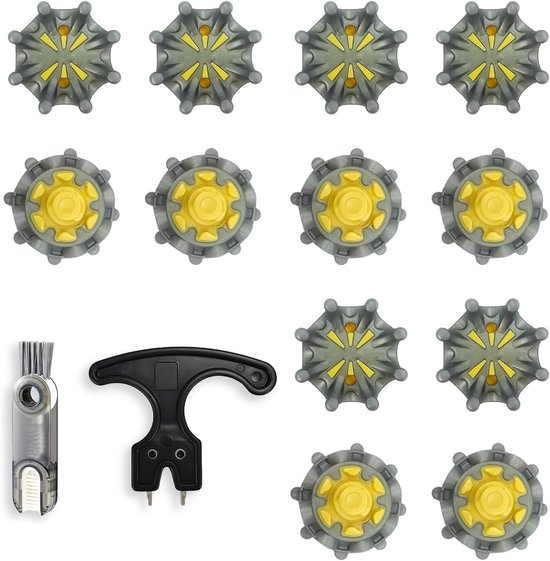 12-delige Universele Golfschoen Spikes Set met Reinigingsborstel en Vervangtool