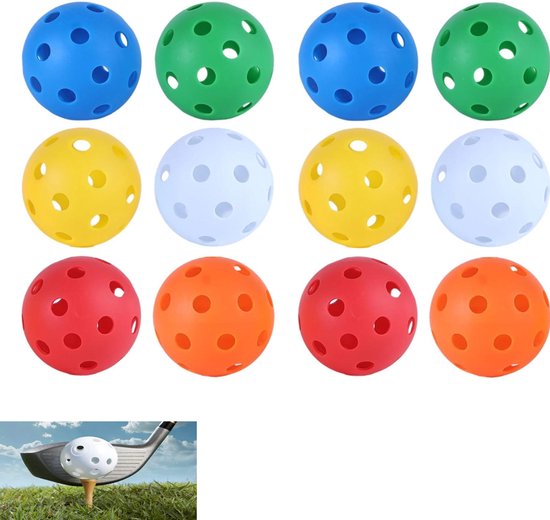 12 golf oefenballen, holle contact golfballen, 26 holes indoor oefenballen, geschikt voor swingtraining, driving range, thuis 4,2 cm (meerkleurig) van Merkloos