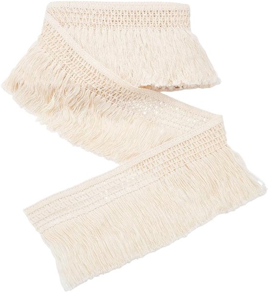 12 yards Witte katoenen kwastjes, franje boord, 11 cm breed, kantvezel, kwastlinten, vintage naai-franjes trim voor kleding, gordijnen, jurken, knutselaccessoires, woondecoratie