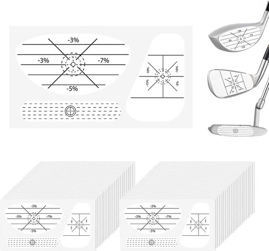 120 pieces golf club stickers - 40 x 3 pieces golf impact tapes - golf swing training aids en zelflerende stickers - geschikt voor iron, wood en putter - oefening swing - training hulpmiddelen van Merkloos