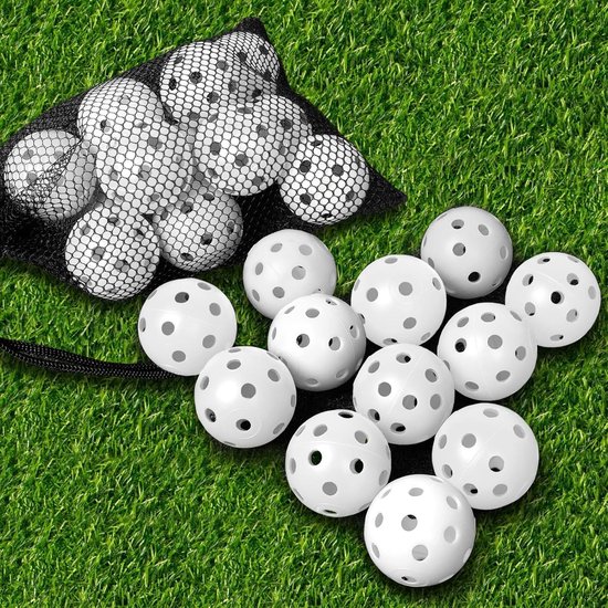 12x Witte Oefengolfballen 40mm - Golf Training Hulpmiddel met Luchtstroom - Zichtbare Ballen voor Realistische Vlucht van Bramble