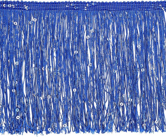 15 cm paillettenfranjes, glitter, doe-het-zelf franjes, kwastjes, band voor kostuum, jurk, doe-het-zelf, naaien, handwerk, decoratie, 5 m, blauw