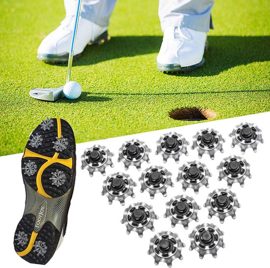 16 stuks golfspikes, vervanging, eenvoudig te installeren voor golfschoenen. Biedt de golfer grip, stabiliteit en comfort, zilver van SORARA
