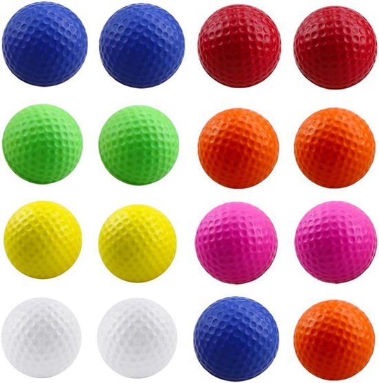 16 Stuks Oefengolfballen Set - Trainingsballen voor Binnen en Buiten - Geschikt voor Beginners
