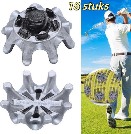 18 stuks - Golfschoen spikes - Zachte quick-spin spikes - Vervangende noppen voor golfschoen spikes - Grijs - Zwart - 2.5*1 cm - Geschikt voor golfschoenen van Merkloos