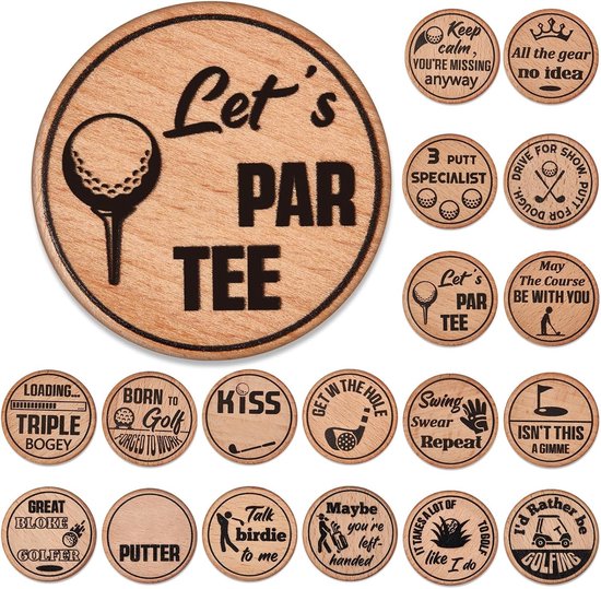 18 Stuks Grappige Golfbal Markers voor Hout Golfballen - Perfect voor Putting, Golfcadeau voor Vader en Kerstmis