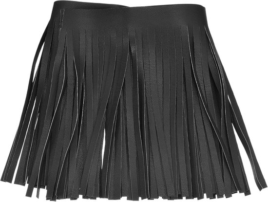 1Iarde 30,5 cm (12 inch) kunstlederen franjes, dubbelzijdig, met kwastjes, voor het naaien van kleding, handwerk, rok, zwart
