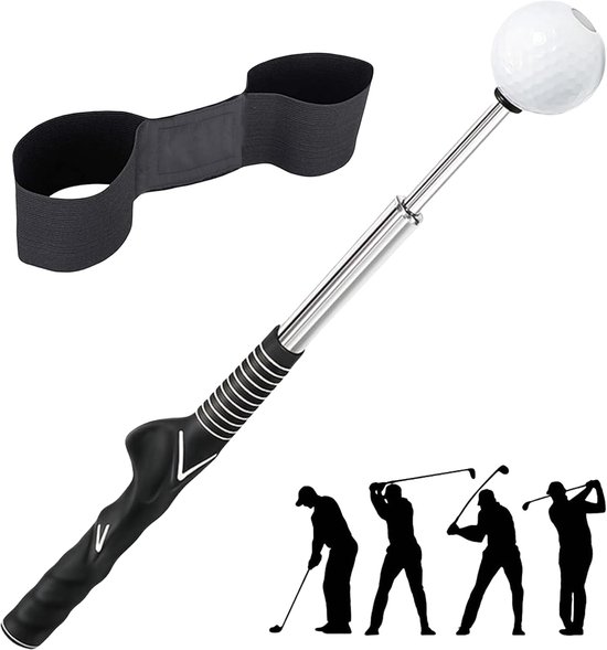 2-delige Golf Swingtrainer Set – Golf Grip Training Aid met Armband voor Houdingscorrectie en Telescopische Swingtrainer – Trainingshulpmiddel voor Beginners en Gevorderden