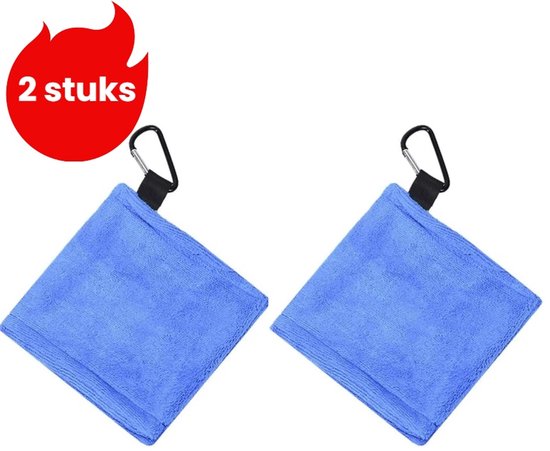 2-delige golfreinigingshanddoek - Reinigingshanddoek voor clubs - Afveeghanddoek - Golfhanddoek - Saffierblauw