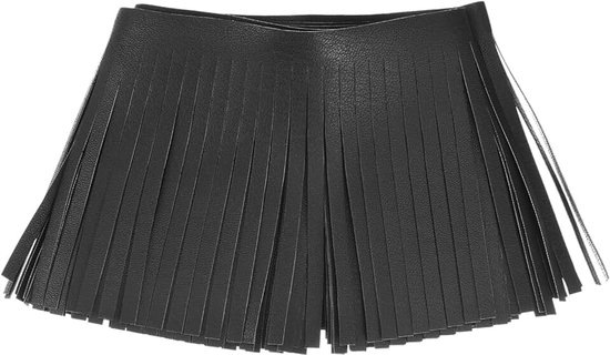 2 Iarde 10 cm franjes van kunstleer, dubbelzijdig genaaide franjes voor naaien, doe-het-zelf, kleding, handwerk, decoratie, rok, zwart