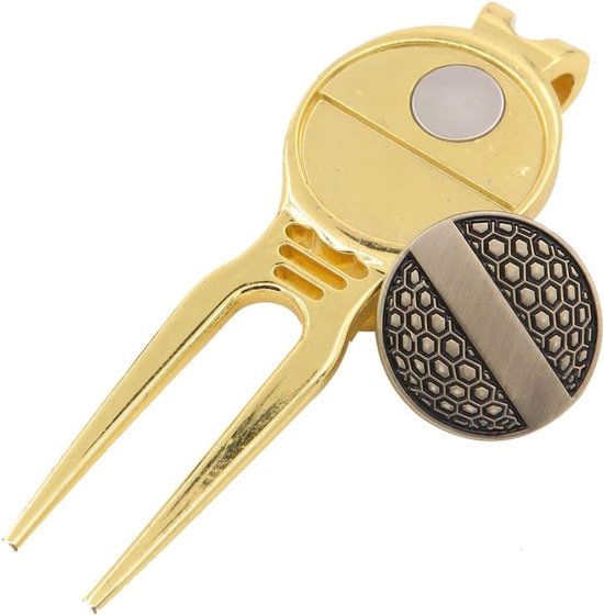 2 in 1 Metalen Golf Divot Tool met Magnetische Ball Marker, Ideaal voor Golf Reparatie en Onderhoud van Greens, Geschikt voor Mannen en Vrouwen