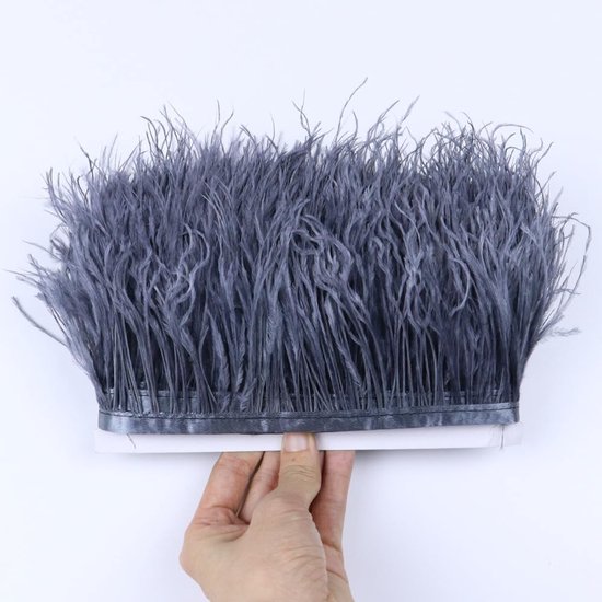 2 m struisvogelveren, veren, franjes, versiering, 6-8 cm breed