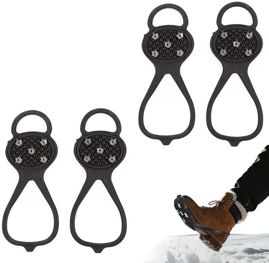 2 Paar 5-zijdige antislip spikes voor schoenen, winter grip voor outdoor activiteiten