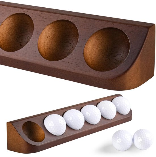 2-Pack Houten Golfballen Wandhouder - Display voor 12 Golfballen - Zwevend Muurdisplay