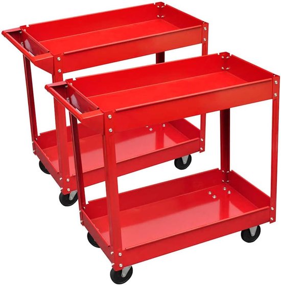 2 STK. Werkplaatswagen, 2 etages, transportwagen, 100 kg