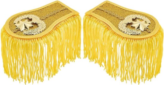 2 Stks Kwastje Epauletten Epauletten Badge Ringmaster Schouder Badge Gouden Link Fringe Kwastje Punk Boards Schouderpads Afneembare Epauletten met Pins voor Cosplay Carnaval Kostuum 20x8cm