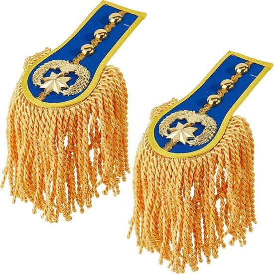 2 STKS Kwastje Schouder Uniform Franje Schouder Blauw Epauletten Broche PinAfneembare Franje Epauletten Golden Link Chain Epaulet Punk Epaulette