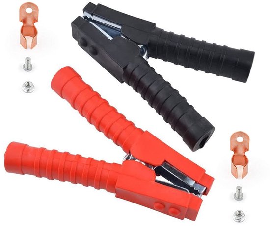 2 stuks 600 A overspanningsbatterij starttang 150 mm lengte rood zwart geïsoleerd elektrisch kaken krokodil alligator nikkel gecoat grote testklemmen voor auto