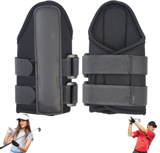 2 stuks- Golf polssteun - Golf polstrainer - Verstelbare polstrainer - Dubbele banden - Zwart - 24*15,5 cm - Geschikt voor links- en rechtshandigen - Corrigeert eenvoudig de swinghouding, een oefenhulpmiddel voor beginners