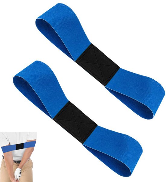 2-stuks Golf Swing Training Band - Elastische golf trainingshulpband - Golf pols correctie trainer - Swing correctie armband - Draagbare golf swing band - Unisex - Verbeter je swingvorm - Perfect voor beginnende golfers - Blauw van Merkloos