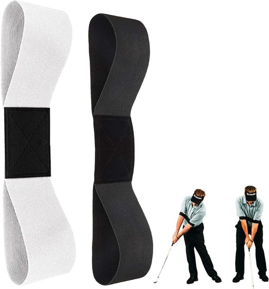 2 Stuks Golf Swing Trainingsarmband, Arm Tape Swing Trainer, Houdingscorrectie Oefenriem voor Beginners in Zwart en Wit, Verbeter je Golftechniek en Stabiliteit